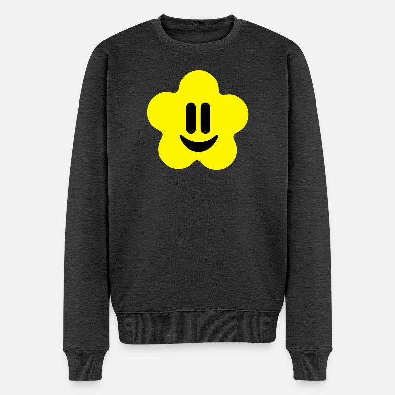 flower power - Männer Premium Bio Pullover - Anthrazit meliert