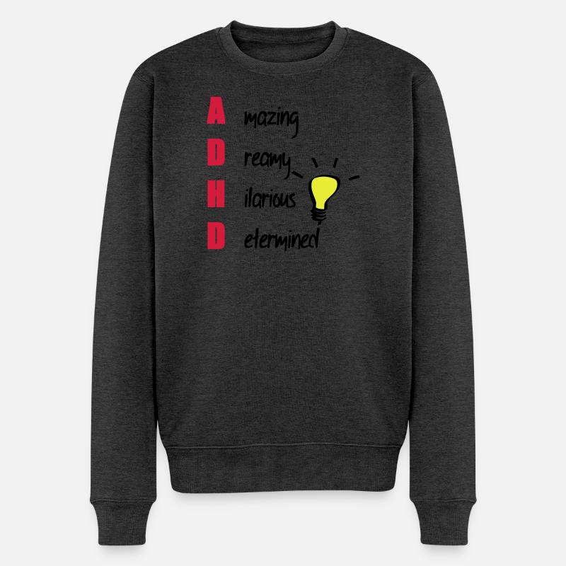 ADHD / ADHS Support Geschenk - Männer Premium Bio Pullover - Anthrazit meliert