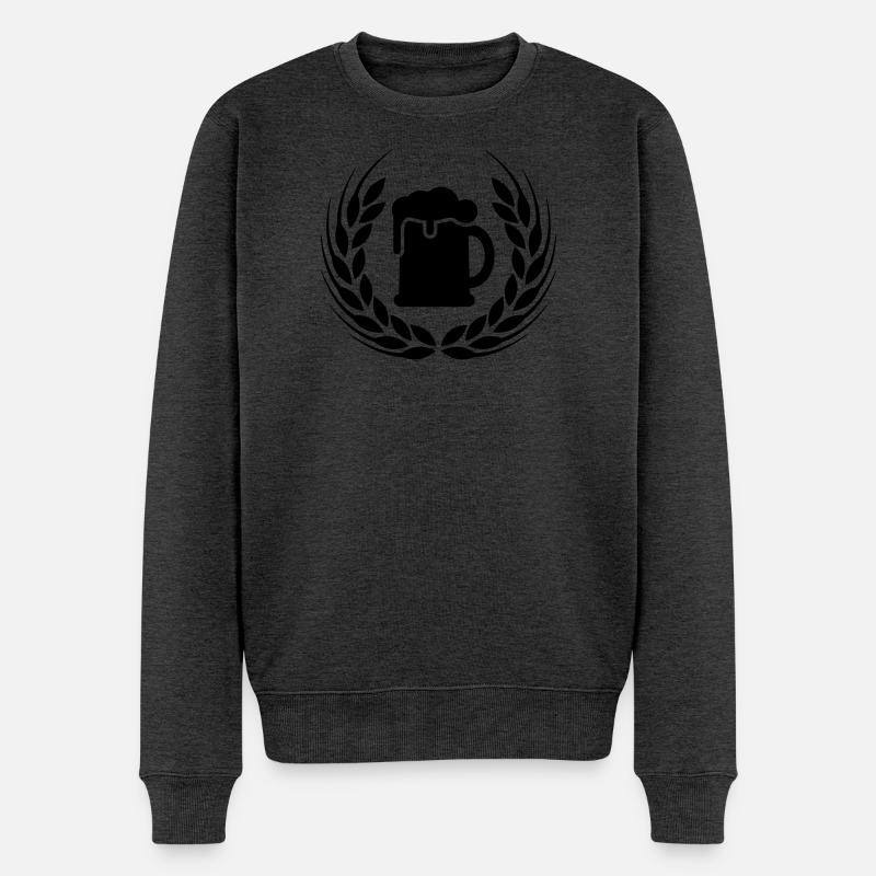 Bier Ähre Kranz - Männer Premium Bio Pullover - Anthrazit meliert
