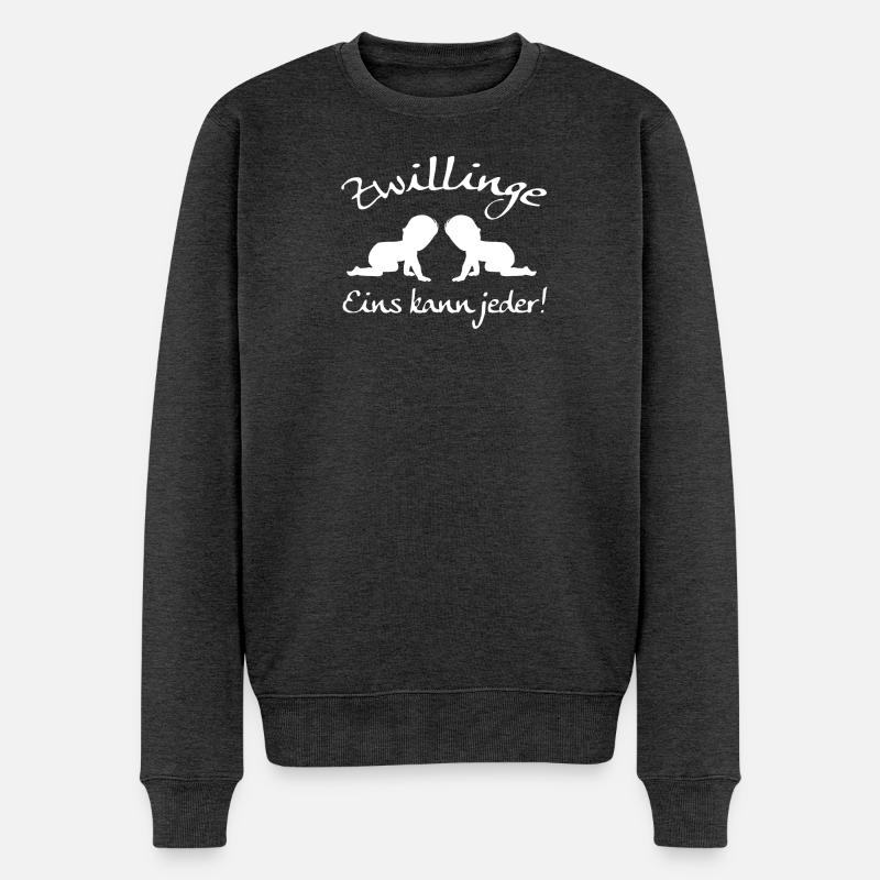 Zwillinge, Eins kann jeder! - Männer Premium Bio Pullover - Anthrazit meliert