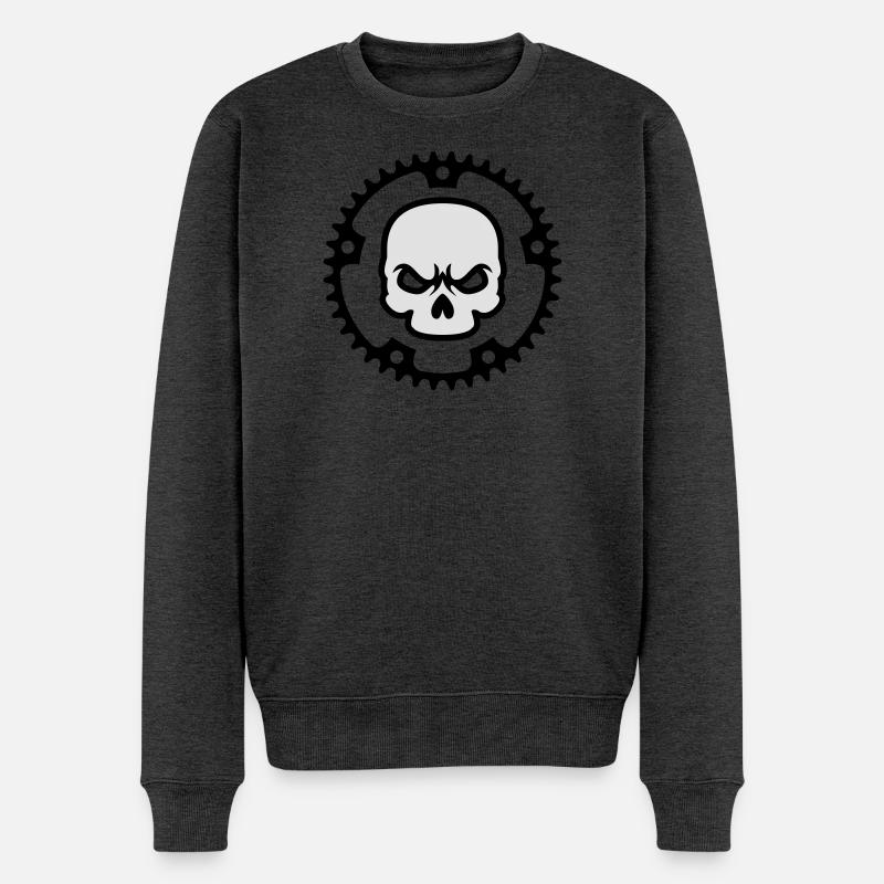 Fahrrad Totenkopf - Männer Premium Bio Pullover - Anthrazit meliert