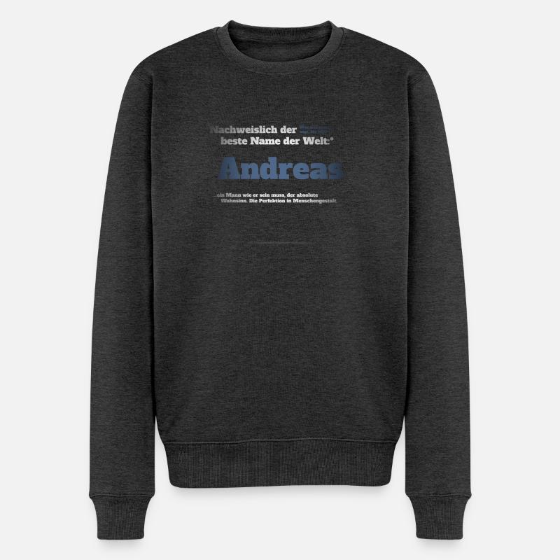 Ich bin Andreas - Andreas als Vorname - Männer Premium Bio Pullover - Anthrazit meliert