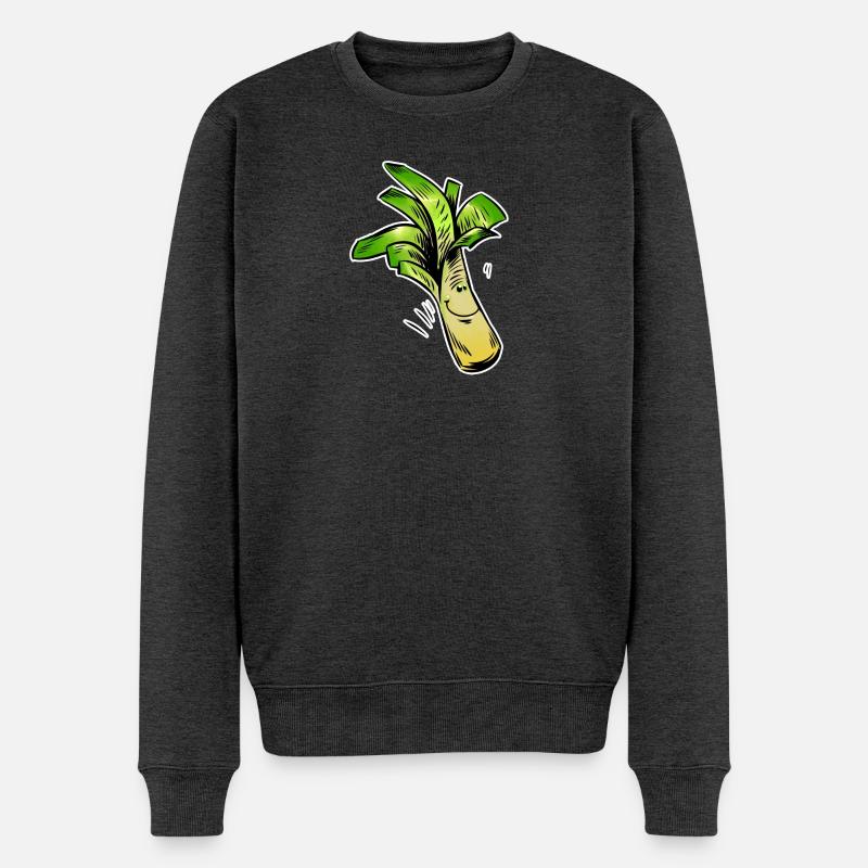 Lauchfreund Cartoon - Männer Premium Bio Pullover - Anthrazit meliert