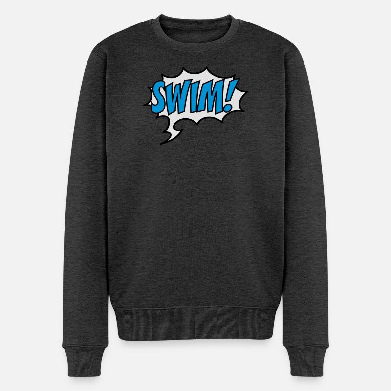 schwimmen - Männer Premium Bio Pullover - Anthrazit meliert