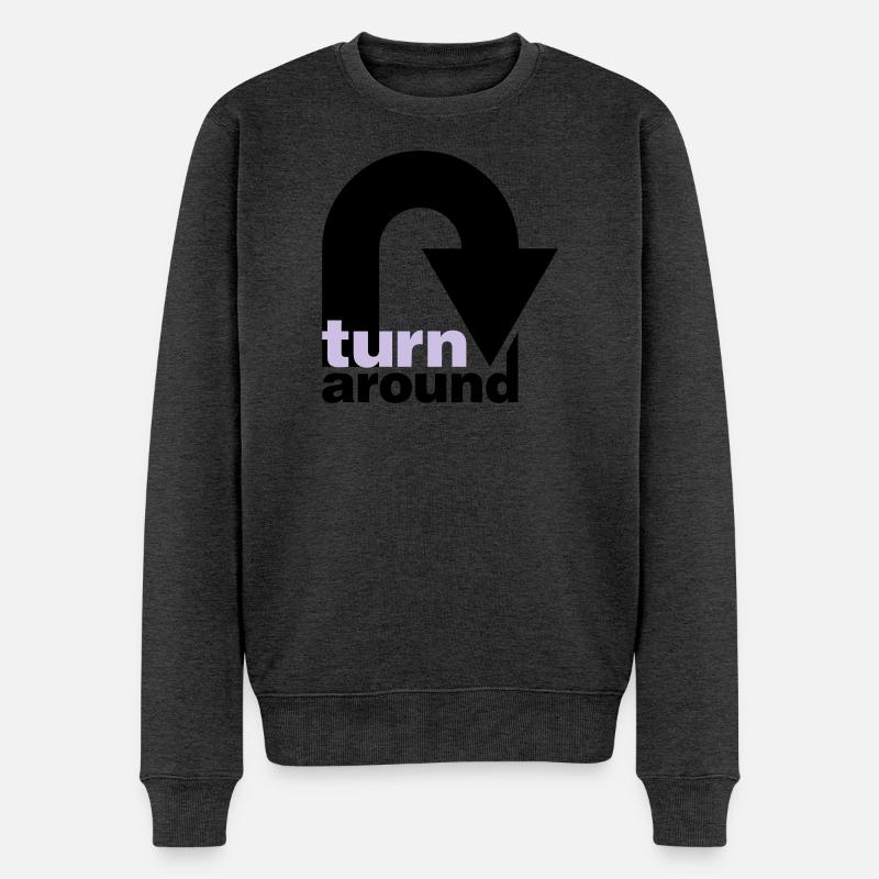turn around | undrehen | arrow | pfeil - Pull Premium bio Homme - anthracite chiné
