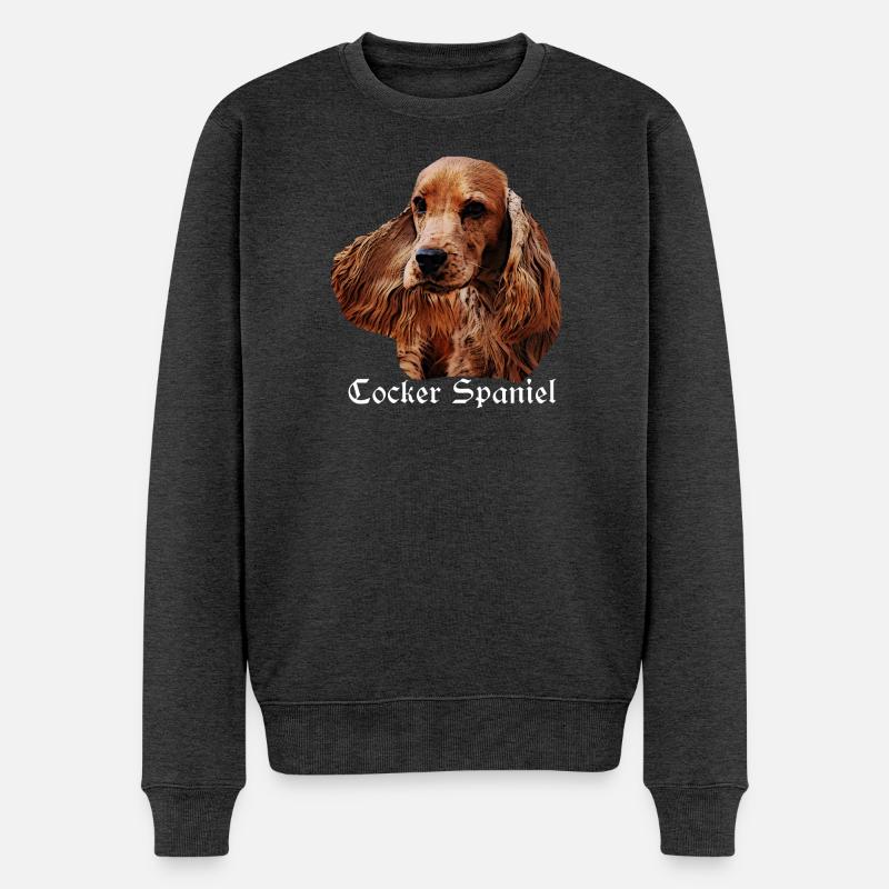 Cocker Spaniel,Spaniel,Hundekopf,Rassehund, - Männer Premium Bio Pullover - Anthrazit meliert
