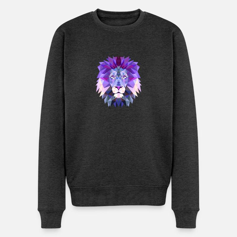 lion Löwen Löwenkopf polygon König Tier sternzeich - Männer Premium Bio Pullover - Anthrazit meliert