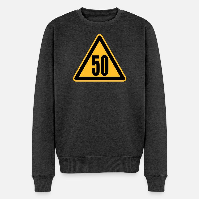 Warning 50 | Achtung 50 - Pull Premium bio Homme - anthracite chiné
