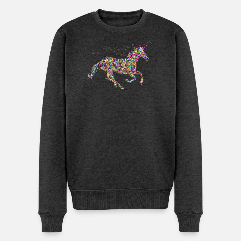 Einhorn - Männer Premium Bio Pullover - Anthrazit meliert