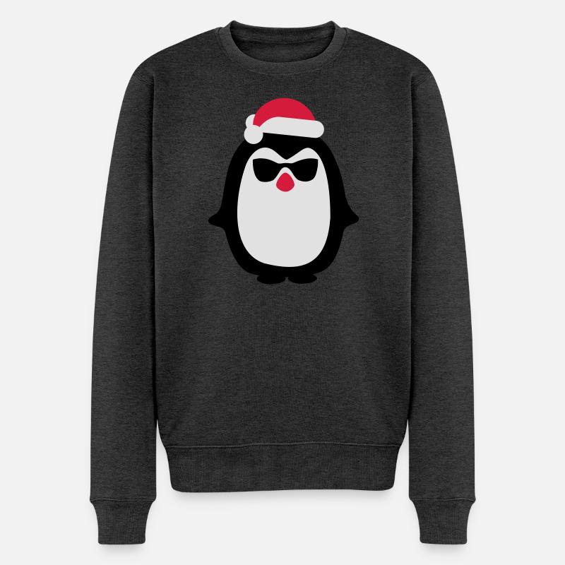 Weihnachtspinguin - Männer Premium Bio Pullover - Anthrazit meliert