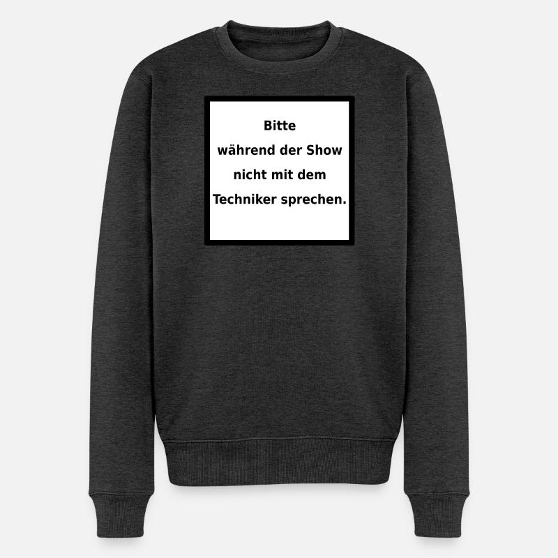 Warnhinweis: Techniker. (black/white) - Männer Premium Bio Pullover - Anthrazit meliert