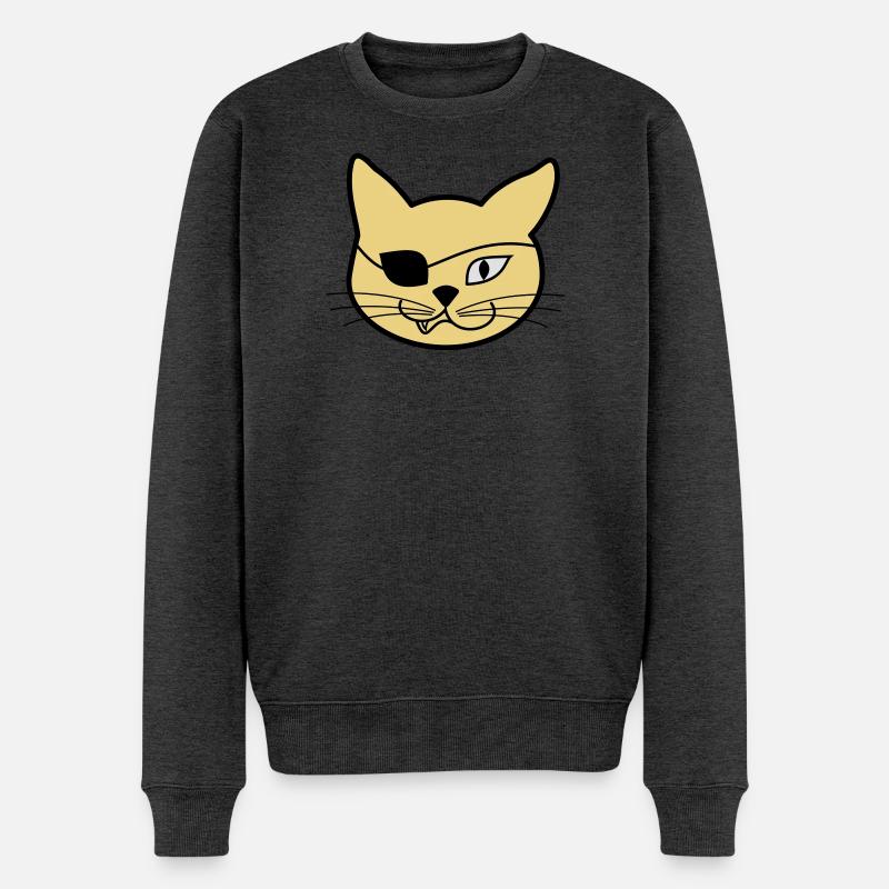 Pirate Kitteh - Männer Premium Bio Pullover - Anthrazit meliert