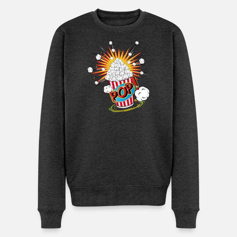 Pop-corn dans un style pop art - Pull Premium bio Homme - anthracite chiné