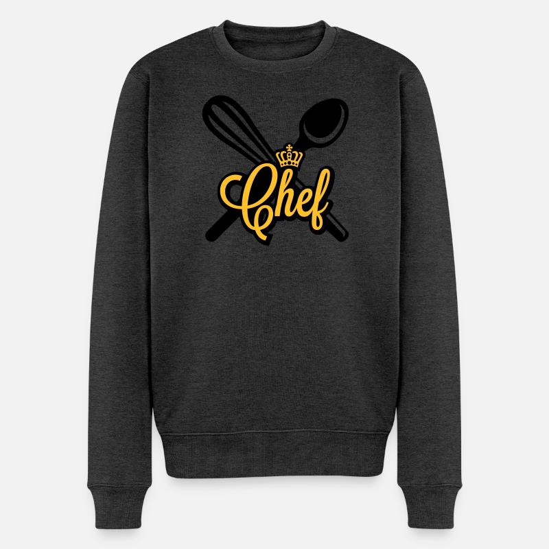Chefkoch - Männer Premium Bio Pullover - Anthrazit meliert