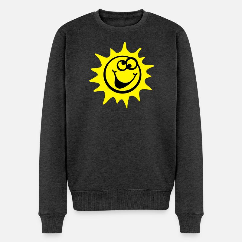 sonne 2c comic style - Männer Premium Bio Pullover - Anthrazit meliert