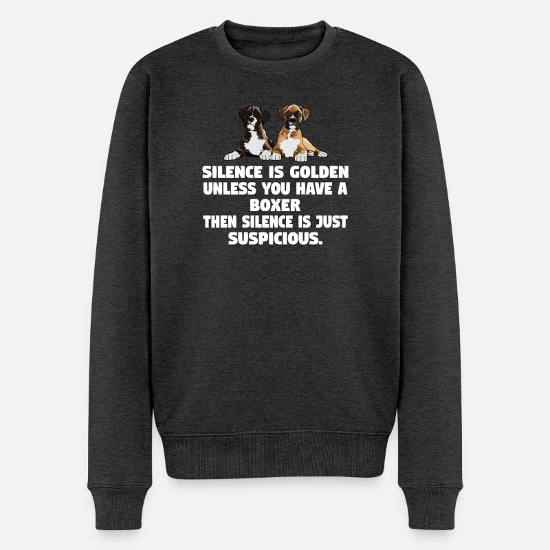 Le silence du chien boxeur est d’or à moins que - Pull Premium bio Homme - anthracite chiné
