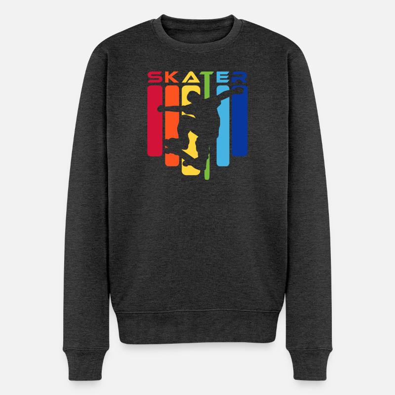 Skater Kids Rainbow Silhouette - Männer Premium Bio Pullover - Anthrazit meliert