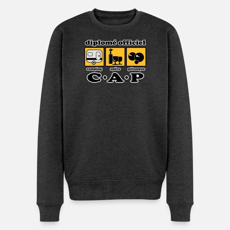 Camping apéro pétanque flex - Pull Premium bio Homme - anthracite chiné