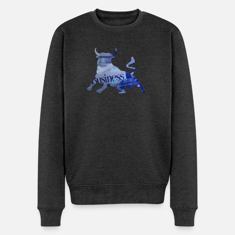 Börse Stier Aktien - Männer Premium Bio Pullover - Anthrazit meliert