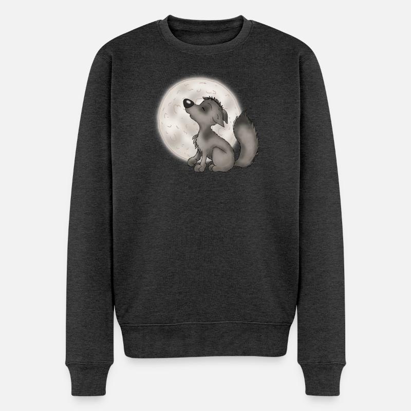 Wölfchen - Männer Premium Bio Pullover - Anthrazit meliert