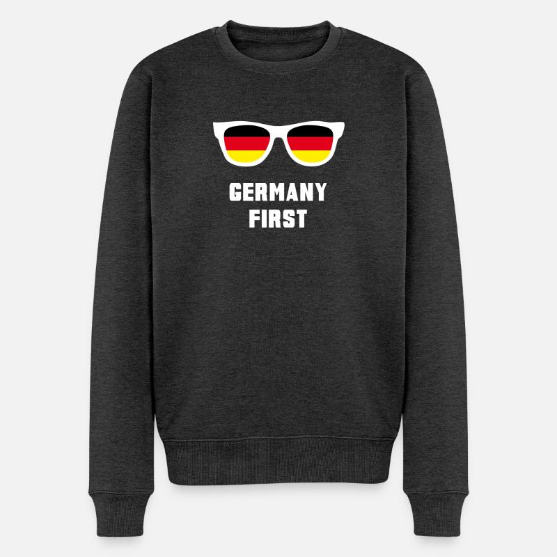 Germany First / Deutschland zuerst Flagge Geschenk - Männer Premium Bio Pullover - Anthrazit meliert