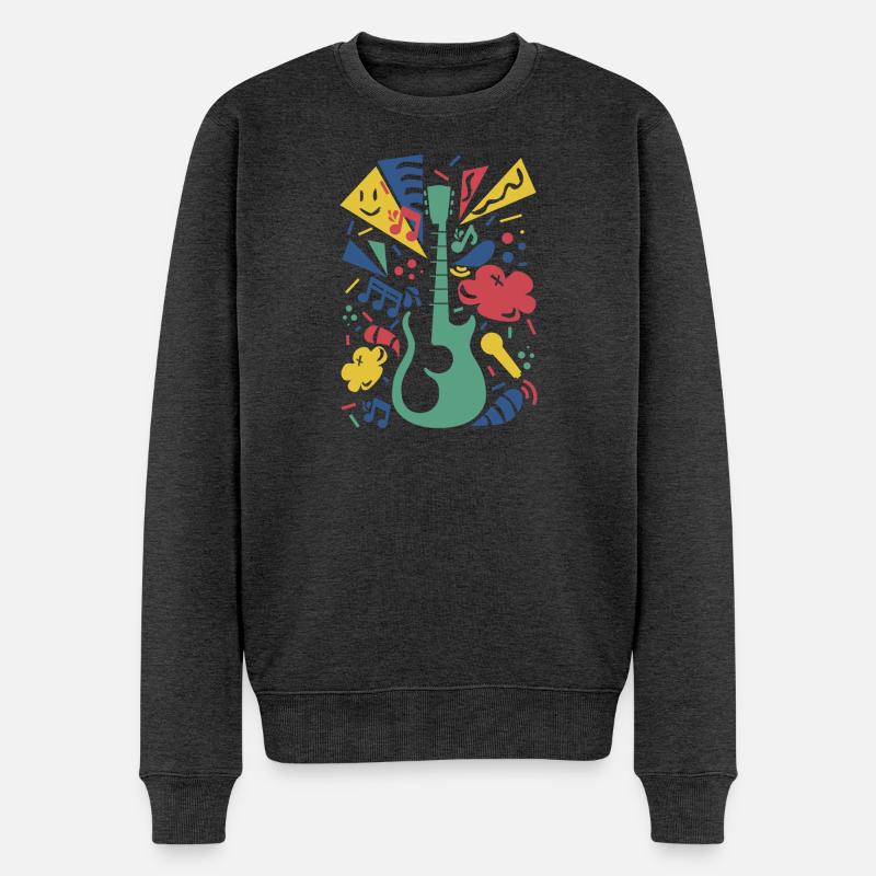Symphonie de guitare colorée - Pull Premium bio Homme - anthracite chiné