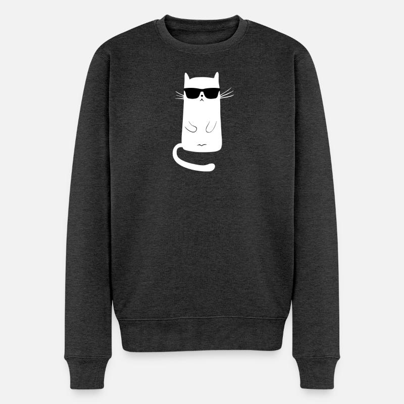 chat cool | reste calme - Pull Premium bio Homme - anthracite chiné