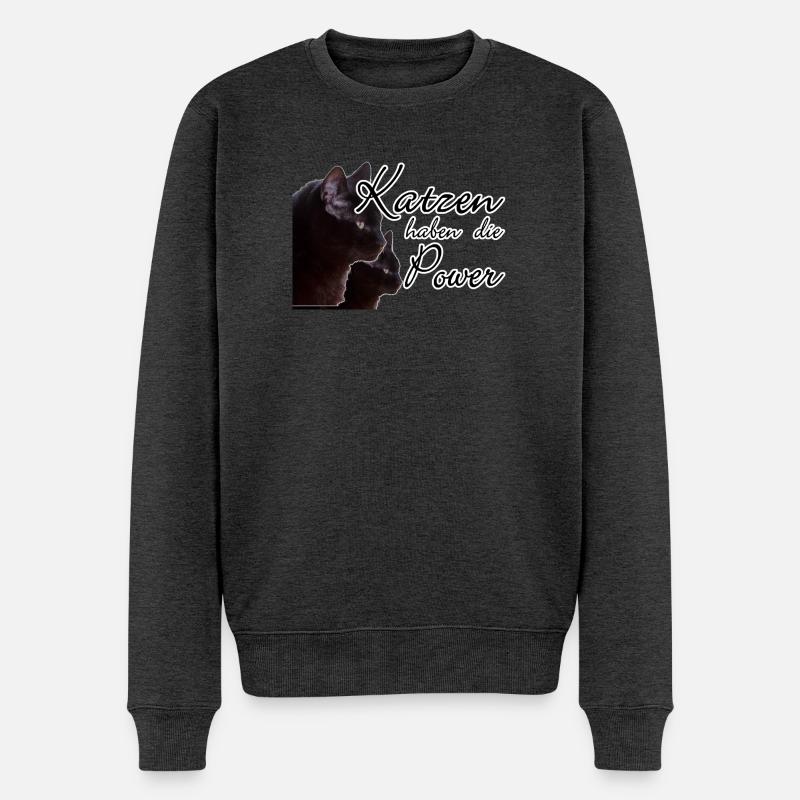 Katzen Katze Tier Haustier Spruch Liebe Geschenk - Männer Premium Bio Pullover - Anthrazit meliert