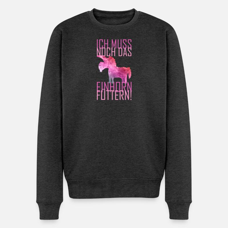 Einhorn Einhörner Pferd Pferde Stute Fabelwesen - Männer Premium Bio Pullover - Anthrazit meliert