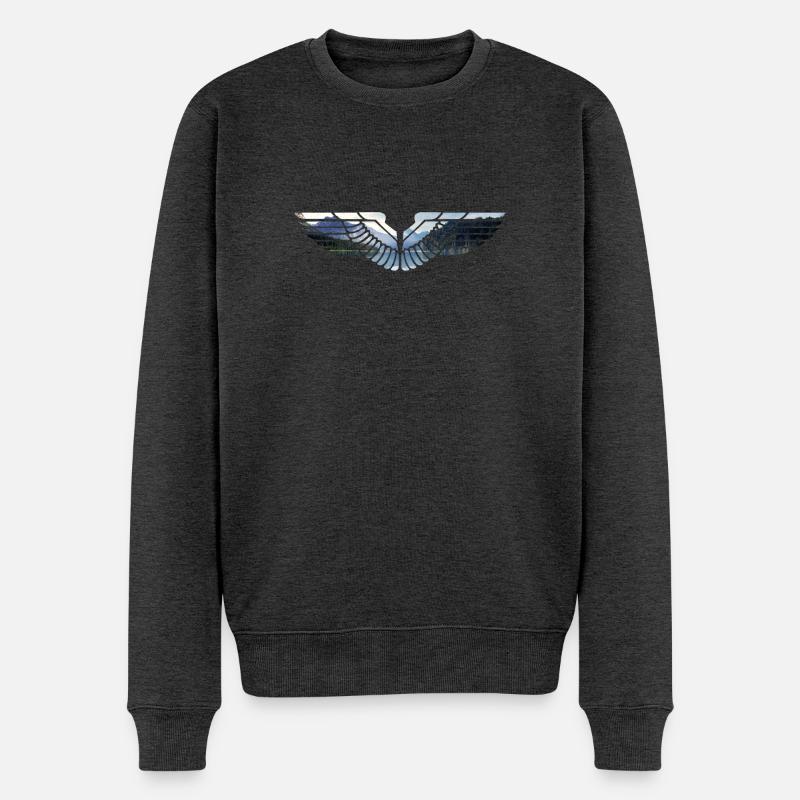Adlerflügel Emblem - Männer Premium Bio Pullover - Anthrazit meliert