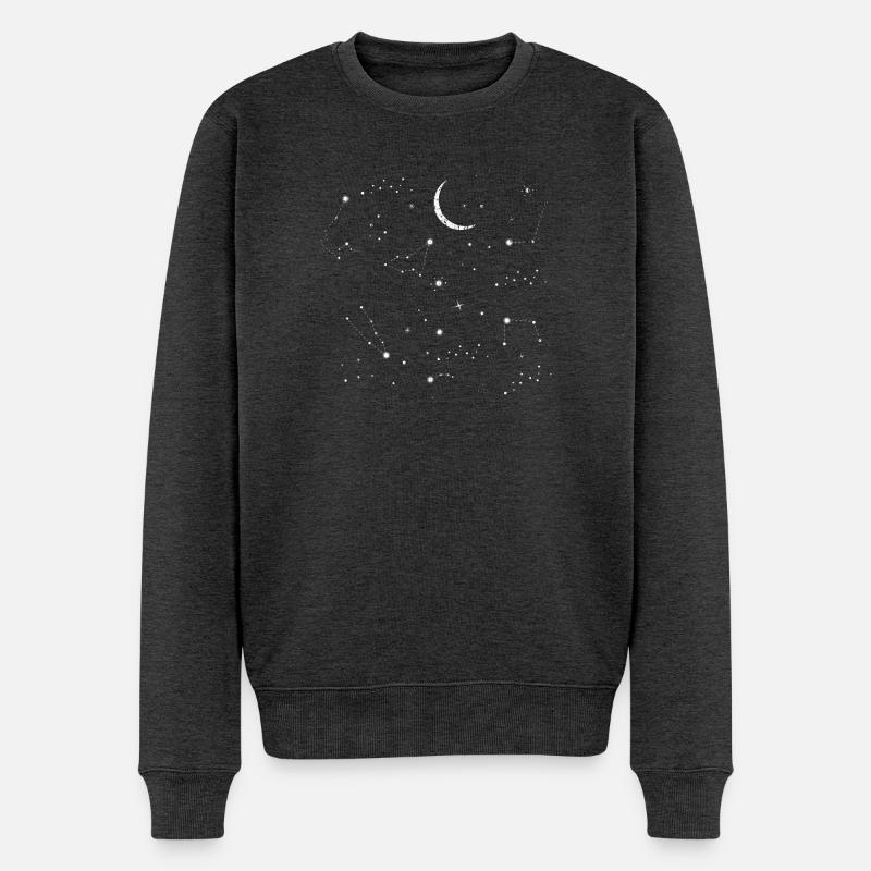 Mondnacht Sternbild Muster - Männer Premium Bio Pullover - Anthrazit meliert