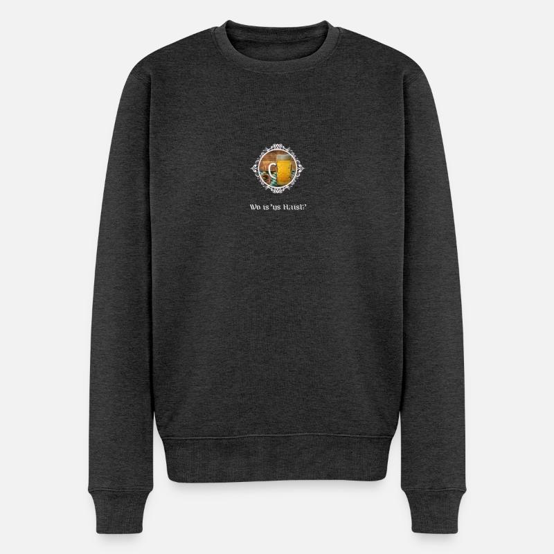 Häuserfrage mit Bierglas - Männer Premium Bio Pullover - Anthrazit meliert