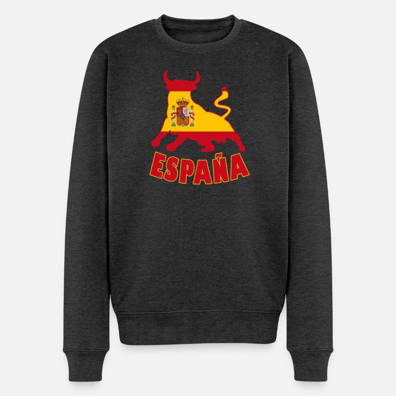 Spanien / Espana Stier Flagge Geschenk - Männer Premium Bio Pullover - Anthrazit meliert