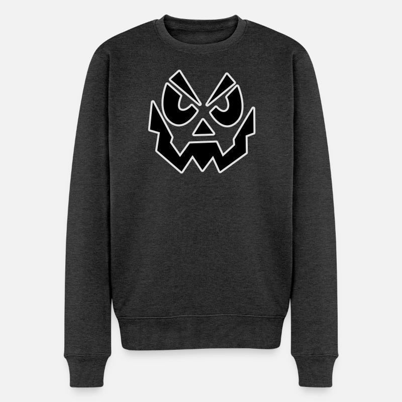 Horror Gesicht - Männer Premium Bio Pullover - Anthrazit meliert