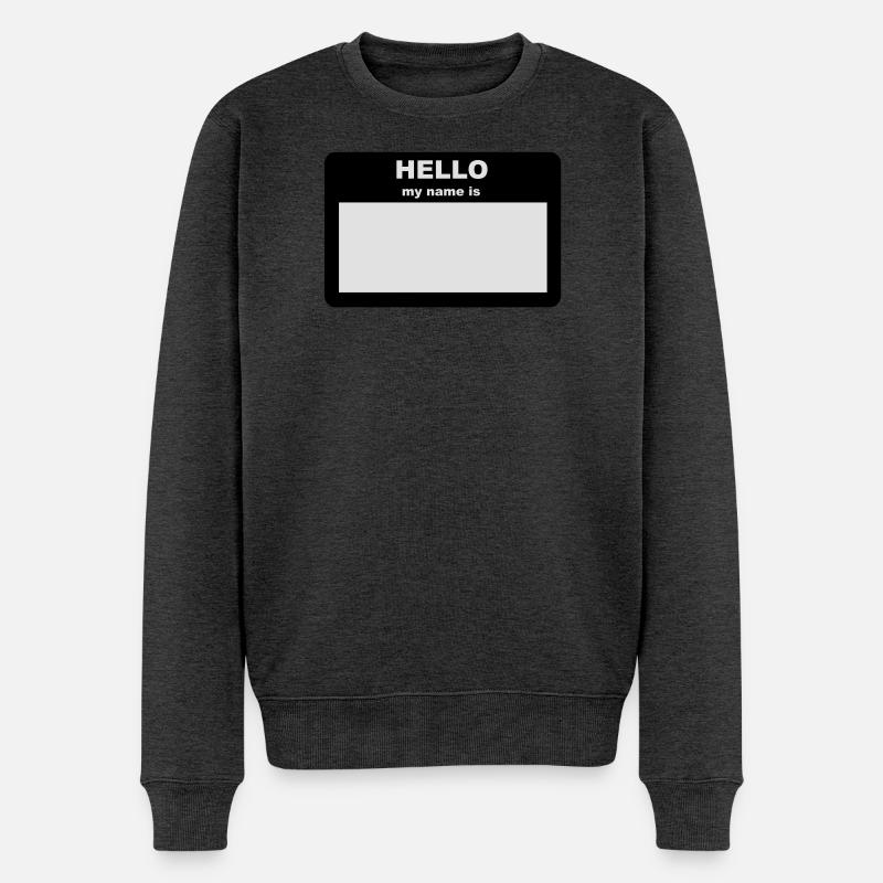 Namensschild - hallo, mein Name ist - Männer Premium Bio Pullover - Anthrazit meliert