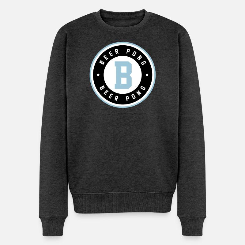 Logo bleu du badge Beer Pong - Pull Premium bio Homme - anthracite chiné