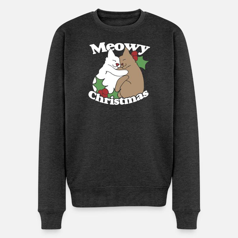 Meowy Weihnachtshemd - Männer Premium Bio Pullover - Anthrazit meliert