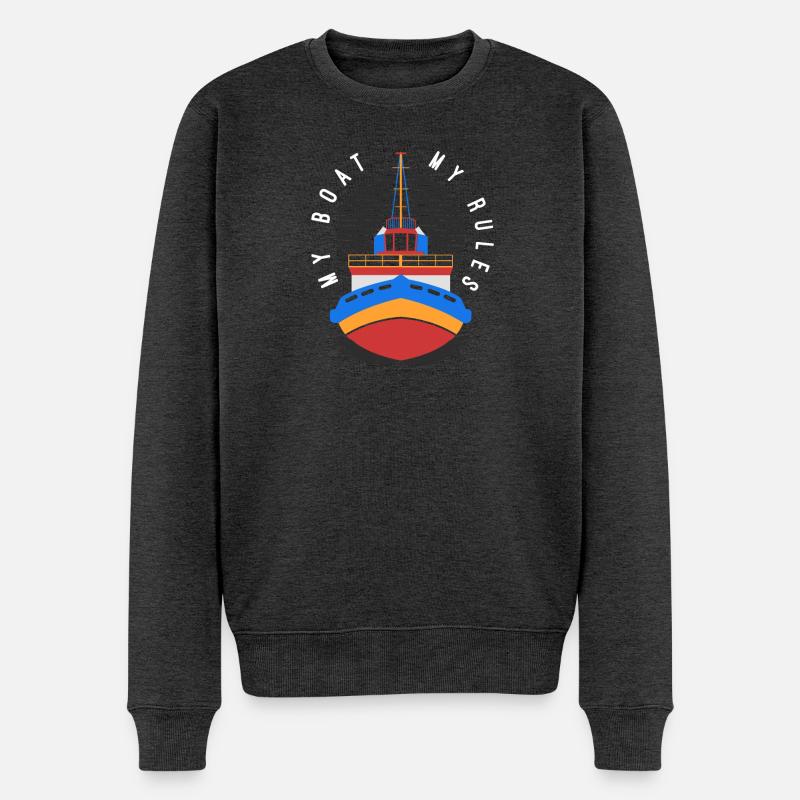 BOATING: My Boat My Rules - Männer Premium Bio Pullover - Anthrazit meliert
