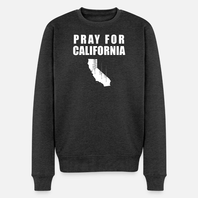 PRAY FOR CALIFORNIA - Männer Premium Bio Pullover - Anthrazit meliert