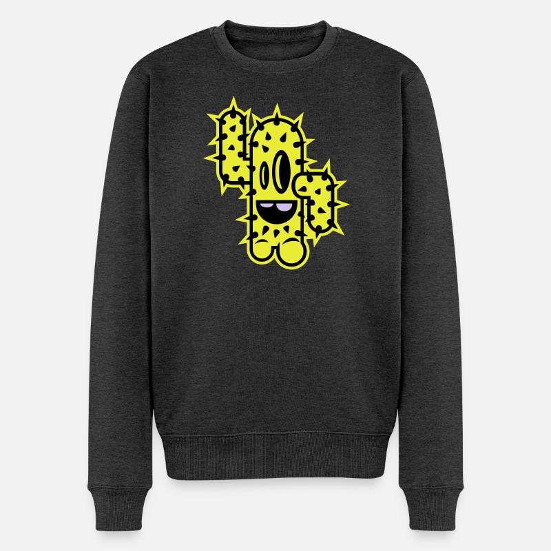 kaktus high five comic - Männer Premium Bio Pullover - Anthrazit meliert