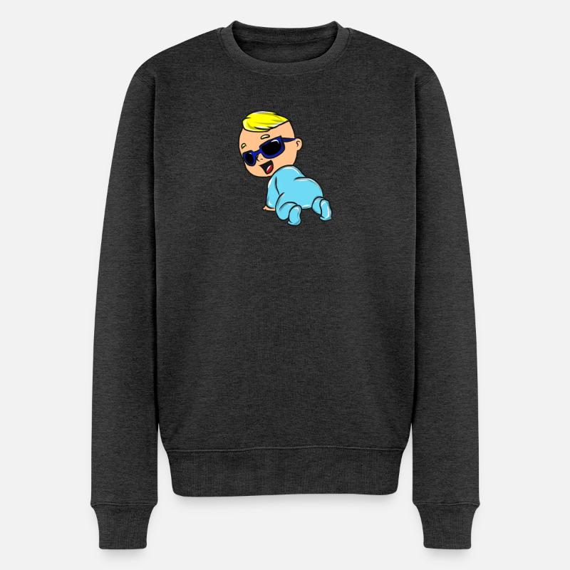 Baby - Männer Premium Bio Pullover - Anthrazit meliert