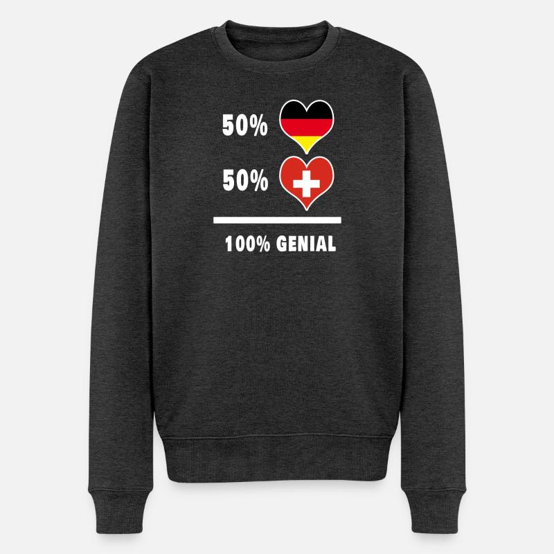 Deutschland und Schweiz Genial / Geschenk Flagge - Männer Premium Bio Pullover - Anthrazit meliert