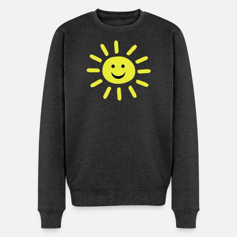 Smiley Summer Sun - Männer Premium Bio Pullover - Anthrazit meliert
