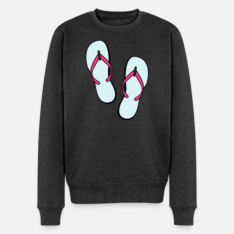 flip flops sommer beach strand party - Männer Premium Bio Pullover - Anthrazit meliert