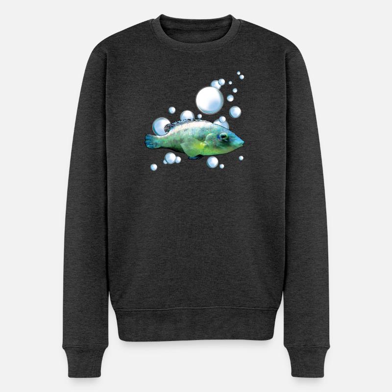 Buntes Aquarienfisch Motiv - Männer Premium Bio Pullover - Anthrazit meliert