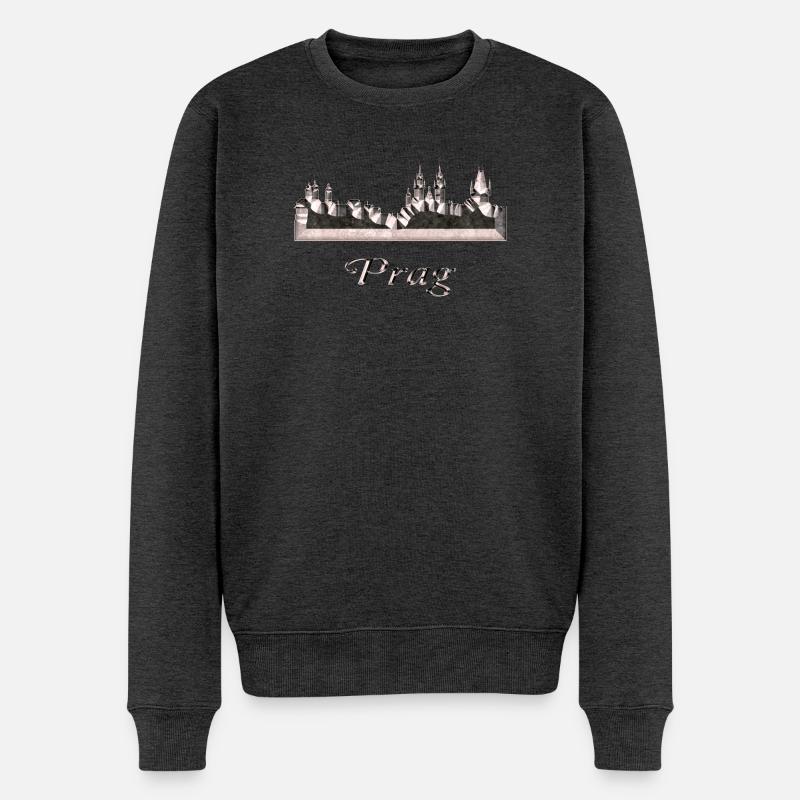 Prag - Männer Premium Bio Pullover - Anthrazit meliert