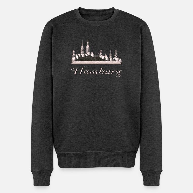 Hamburg - Männer Premium Bio Pullover - Anthrazit meliert