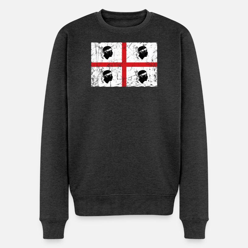 Sardinien Flagge Vintage-Effekt - Männer Premium Bio Pullover - Anthrazit meliert