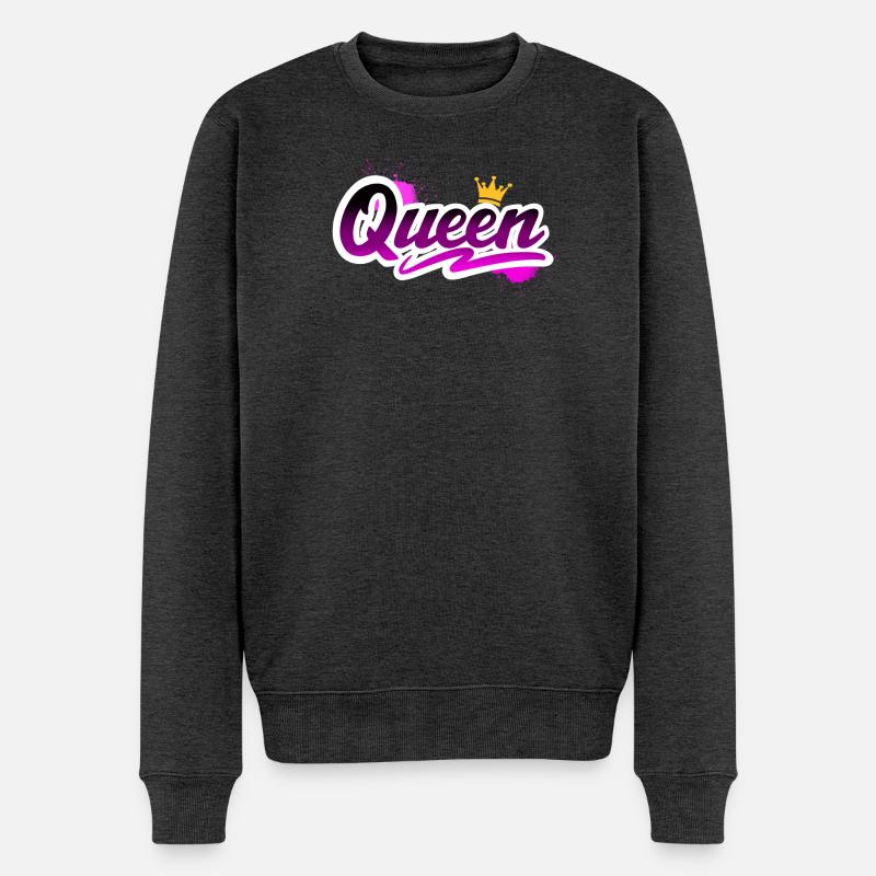 Queen - Männer Premium Bio Pullover - Anthrazit meliert