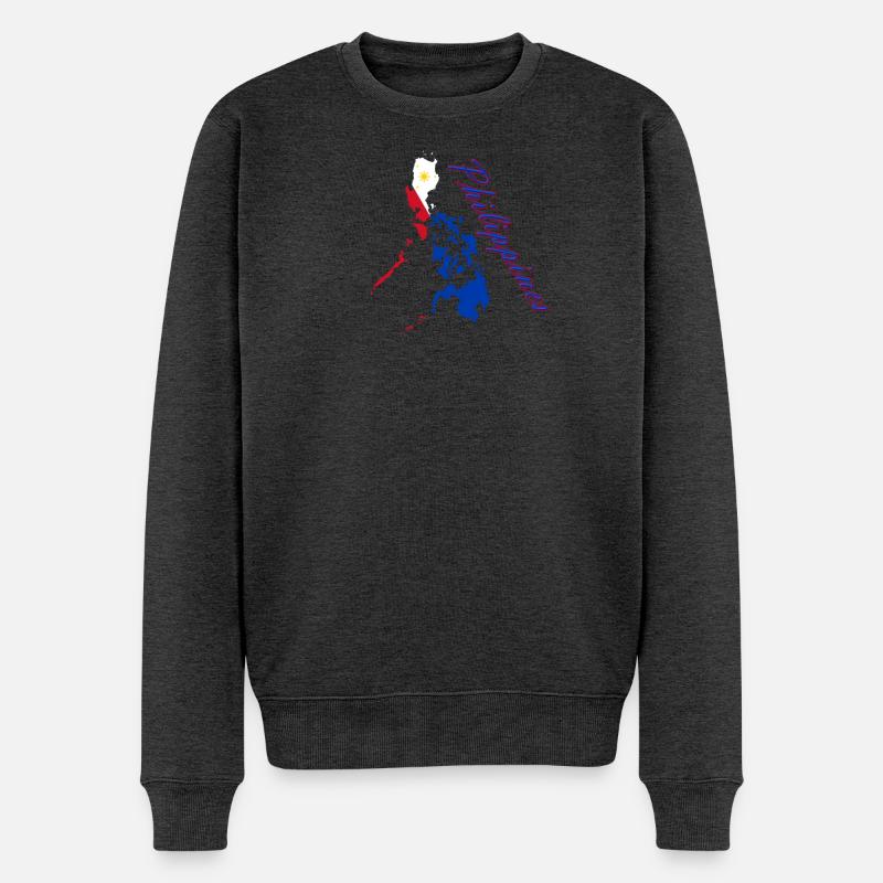 Philippinen Flaggenkarte Script - Männer Premium Bio Pullover - Anthrazit meliert